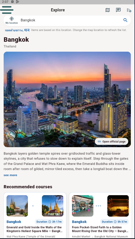 MyGuide Explore city overview and recommended courses