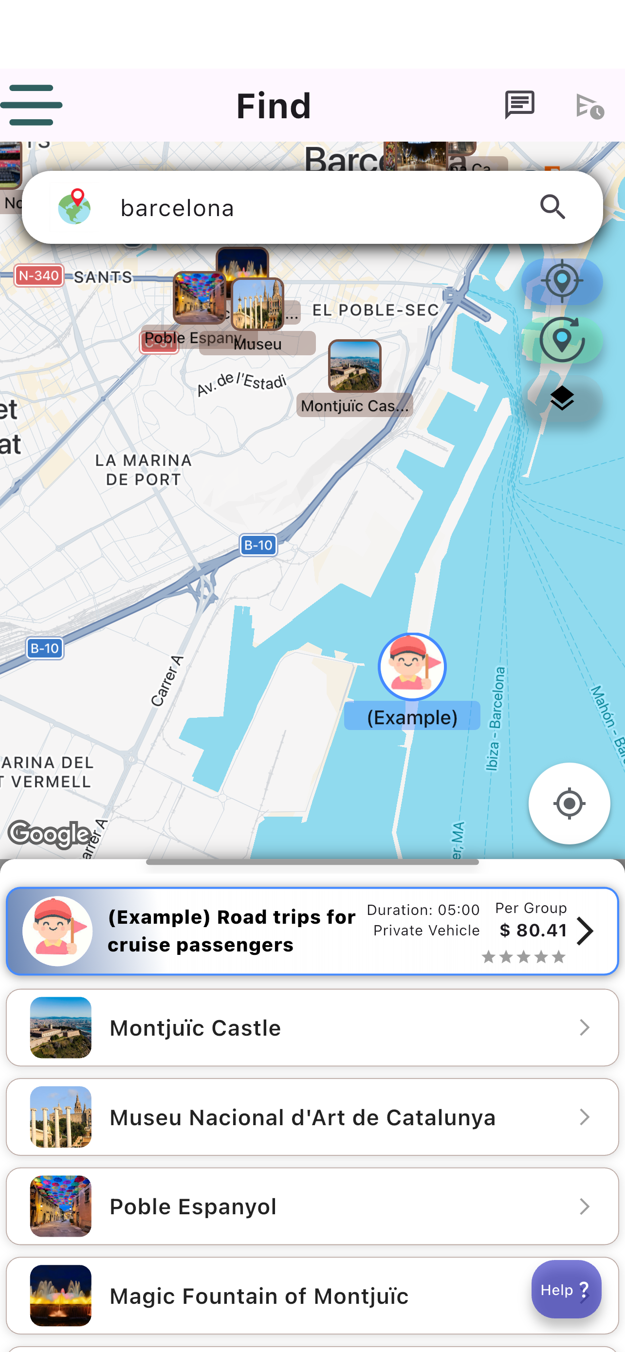 MyGuide map discovery screen