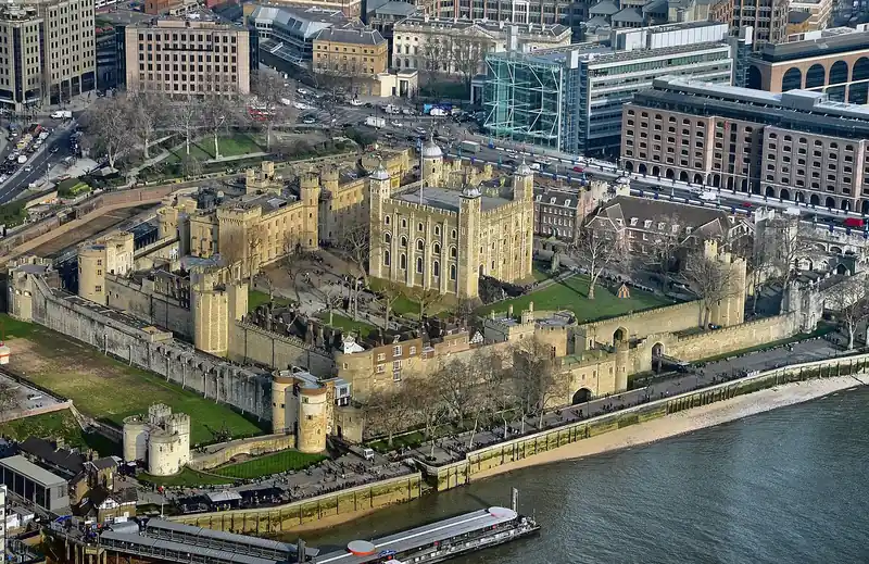 The Tower, its bridge, and Shakespeare's stage on the Thames